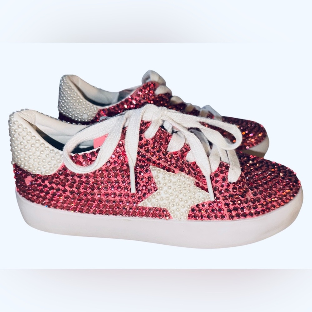 Lola and the Boys Girls Diamonds And Pearls Sparkle Shoes 4 35 Sneakers Pink